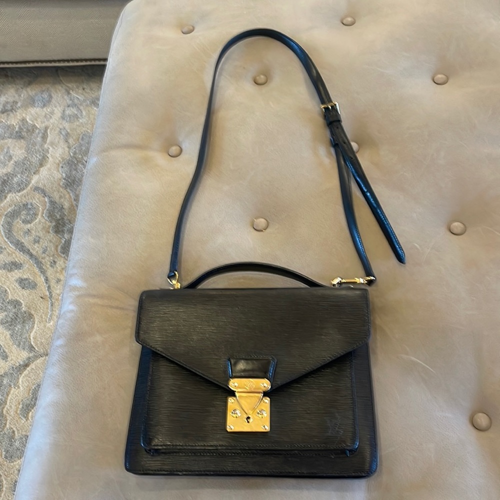 Louis Vuitton purse, black with gold